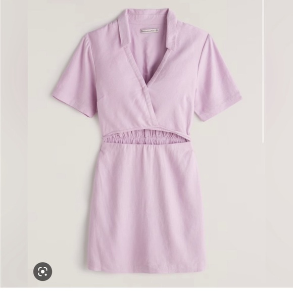 Abercrombie & Fitch Dresses & Skirts - 🎉Host Pick🎉 Abercrombie & Fitch petite pink linen-blend cut out shirt dress